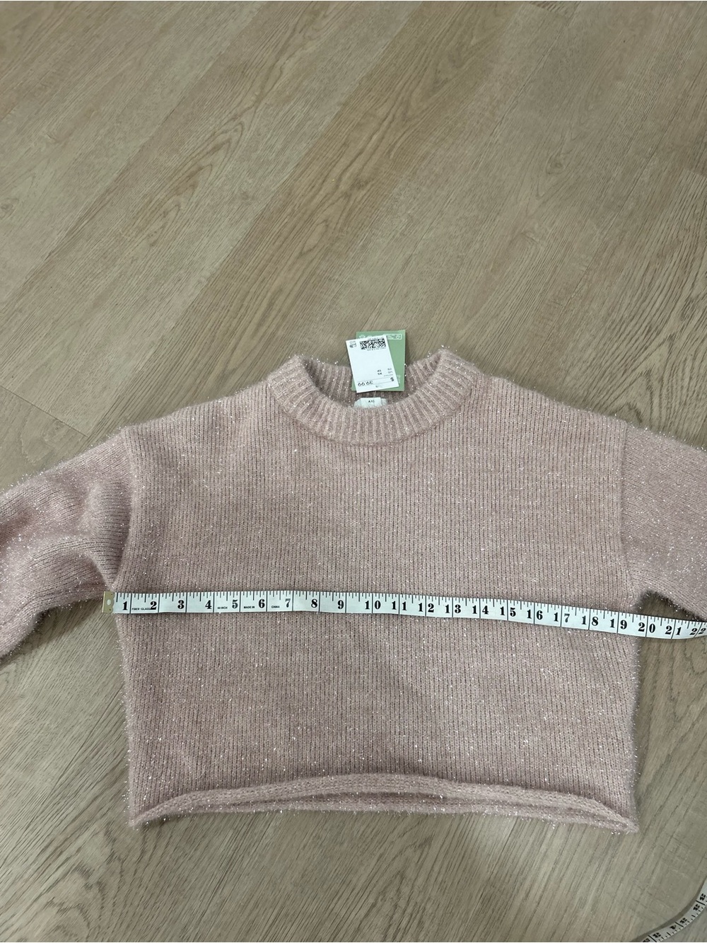 H&M Blush Pink Sparkly Fuzzy Knit Cropped Sweater XS NWT